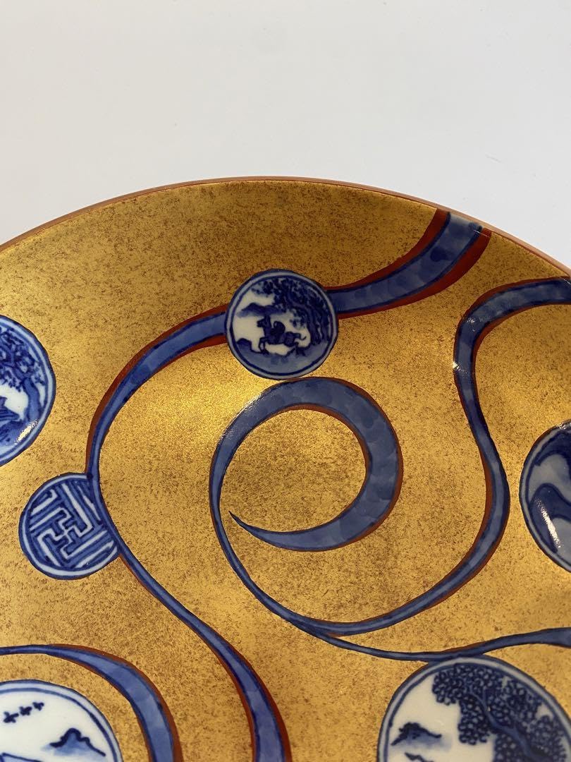 祥瑞金彩丸紋流水菓子鉢　手塚大示作　茶道具 祥瑞金彩丸紋流水菓子鉢 手塚大示作 茶道具